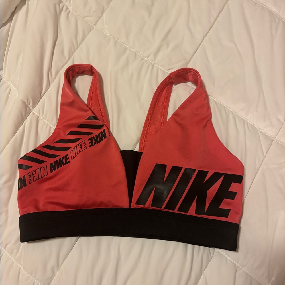 Nike Women's Bold Red and Black Sports Bra Small